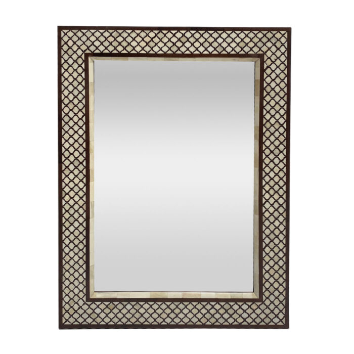 A bone inlay Moroccan inspired mirror from the high end Dallas showroom AOI Home.