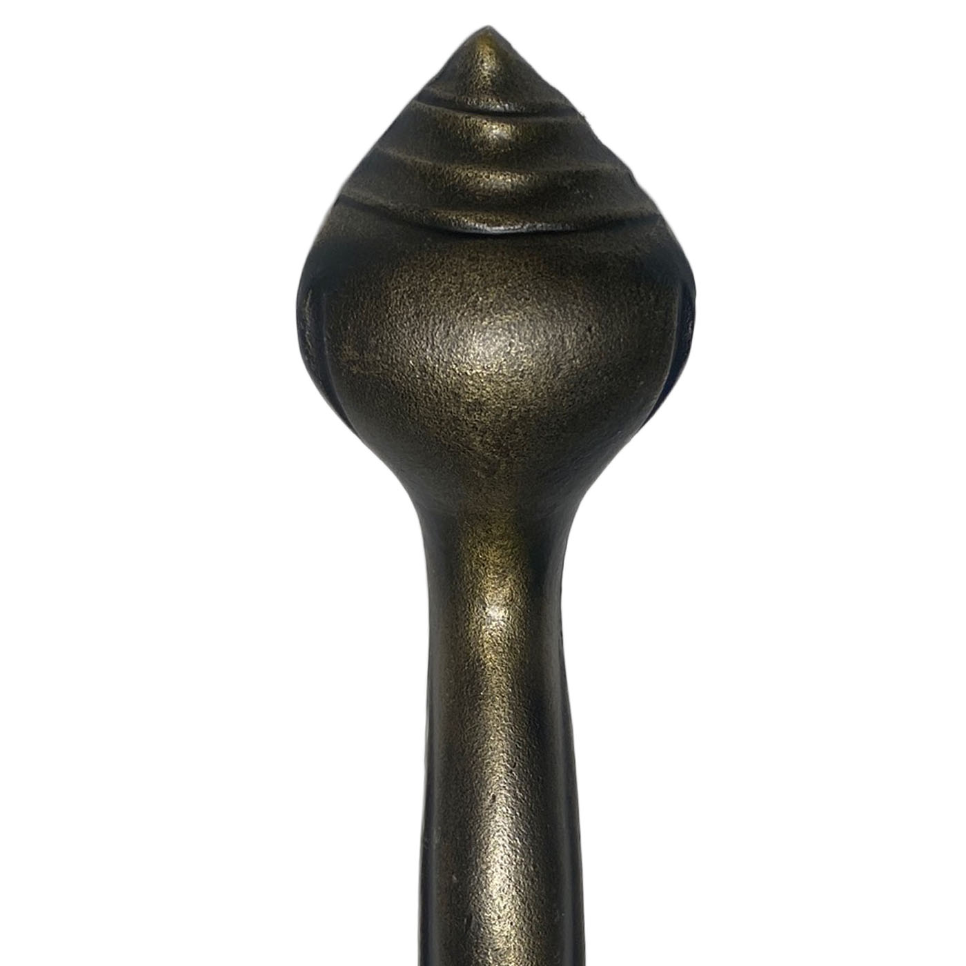 Striking brass door hardware in the shape of a cobra snake.