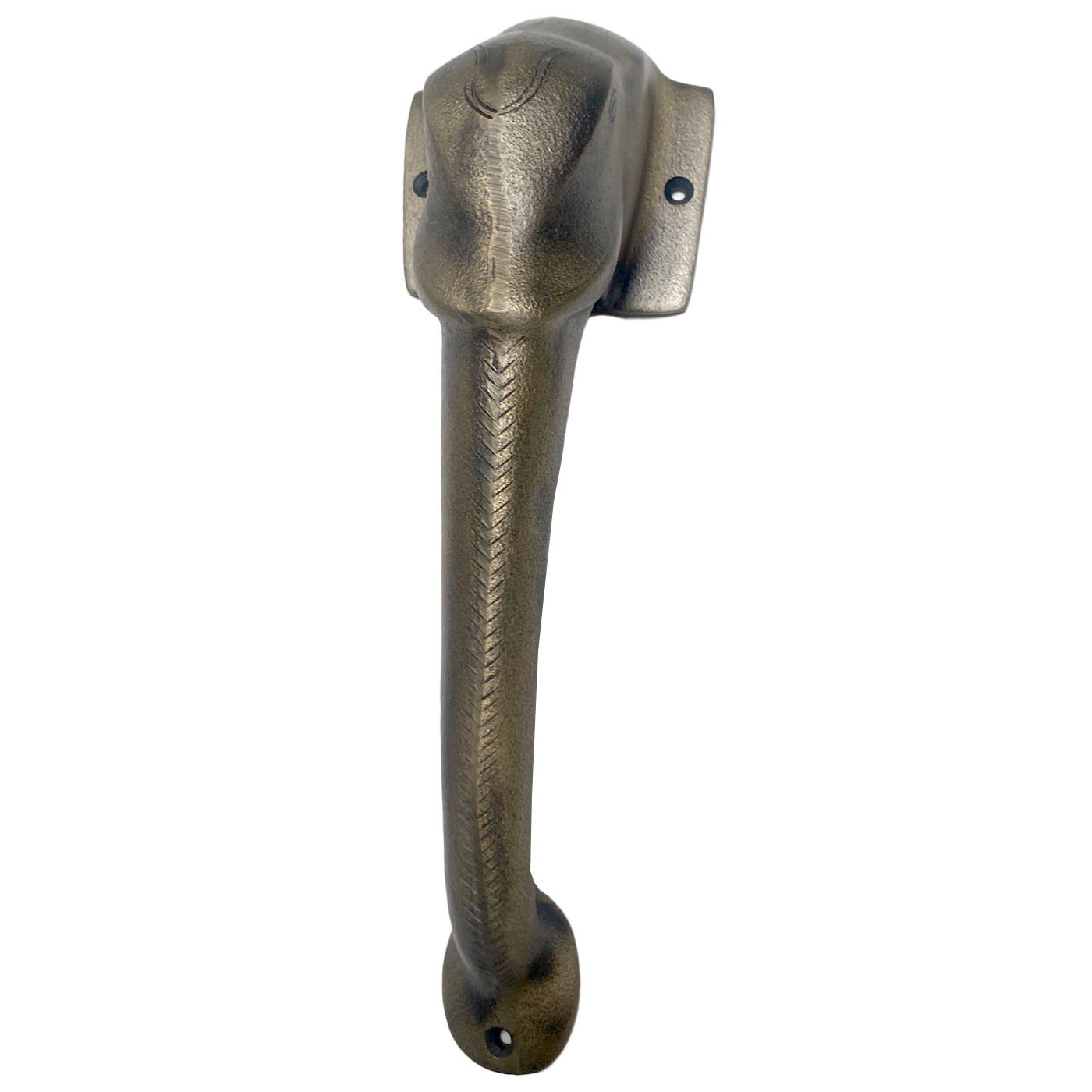 Unique brass door hardware shaped like an elephant from the Dallas shop AOI Home.