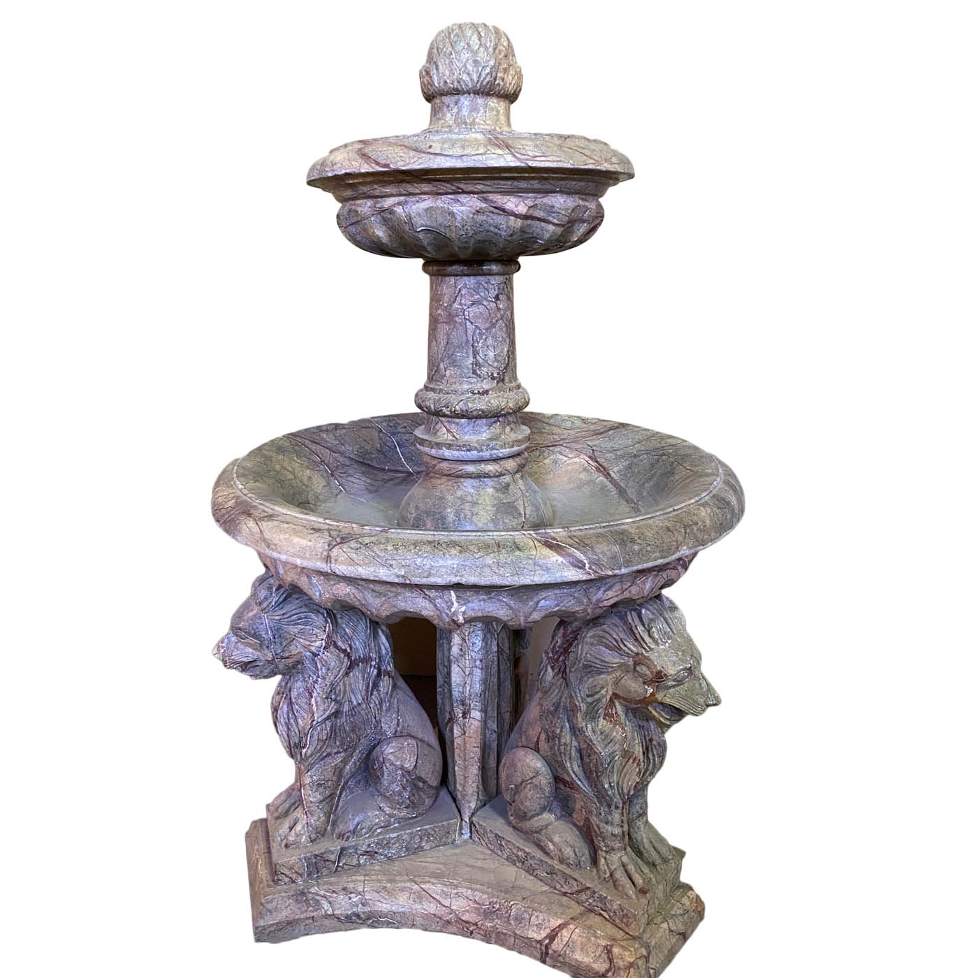 Two Tier Stone Lion Fountain